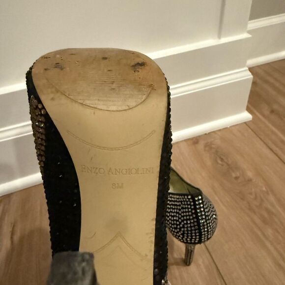 Enzo Angiolini Black, Gold and Silver Gem Studded Platform Heels - Picture 5 of 8